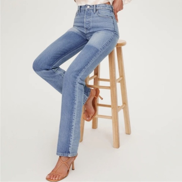 Reformation Cynthia shadow high rise long jeans in Niagara - Picture 3 of 15